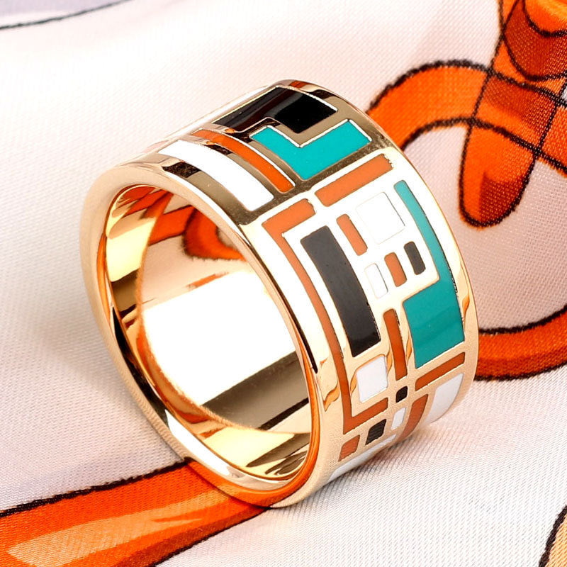 Titanium Steel Ring Scarf Buckle Ornament Enamel