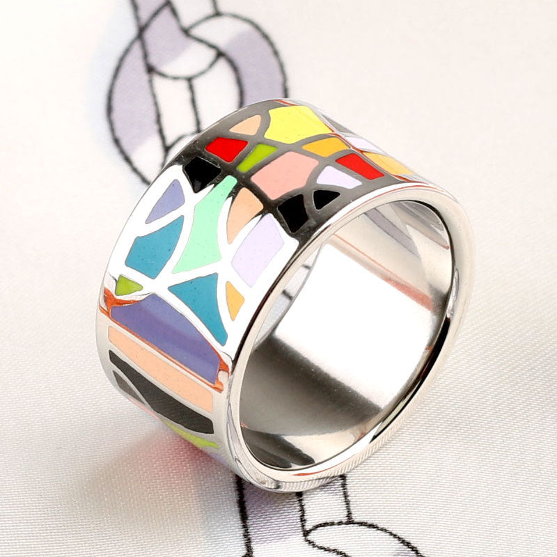 Titanium Steel Ring Scarf Buckle Ornament Enamel