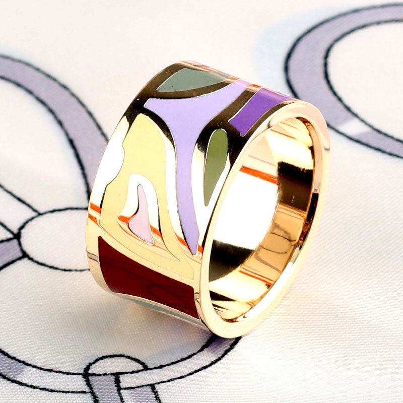 Titanium Steel Ring Scarf Buckle Ornament Enamel