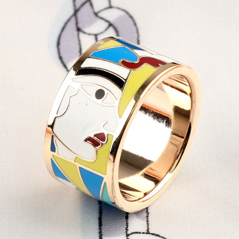 Titanium Steel Ring Scarf Buckle Ornament Enamel