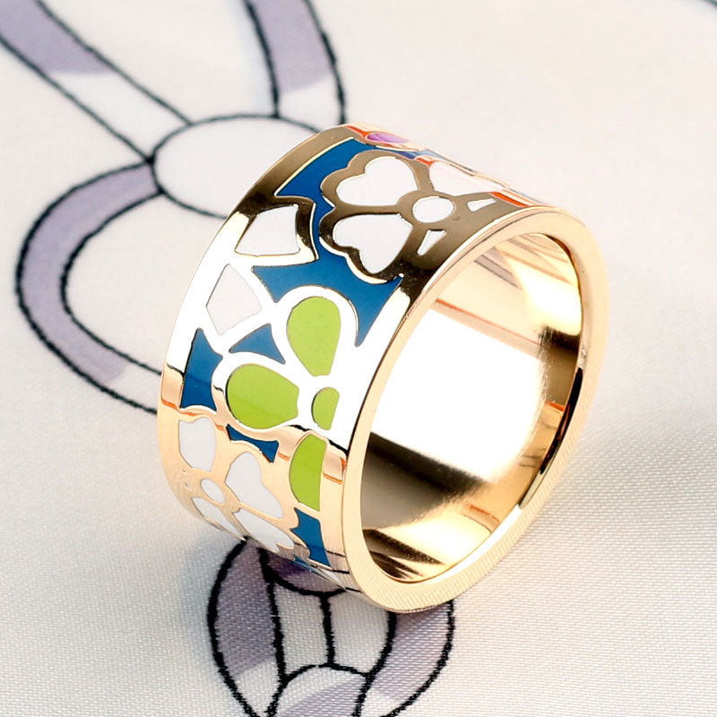 Titanium Steel Ring Scarf Buckle Ornament Enamel