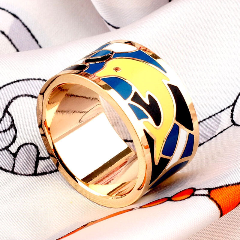 Titanium Steel Ring Scarf Buckle Ornament Enamel