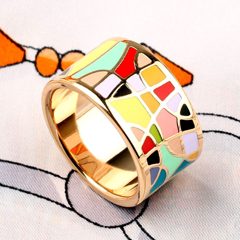 Titanium Steel Ring Scarf Buckle Ornament Enamel