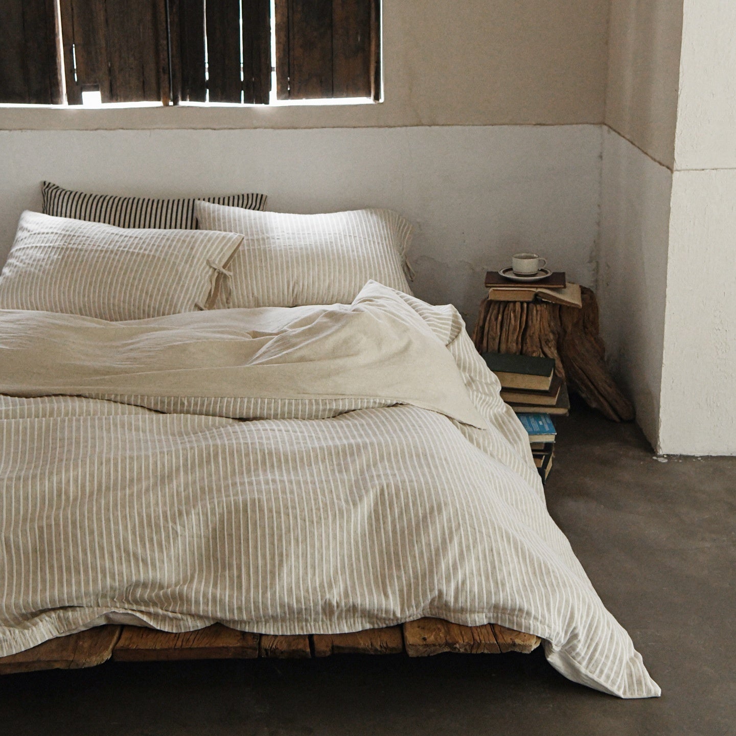 Cotton Yarn-dyed Washed Cotton Four-piece Set Full-cotton Fitted Sheet Non-printed Minimalist Bed Sheet Duvet Cover