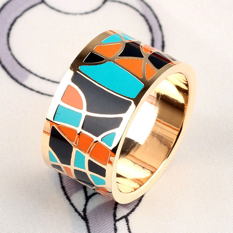 Titanium Steel Ring Scarf Buckle Ornament Enamel