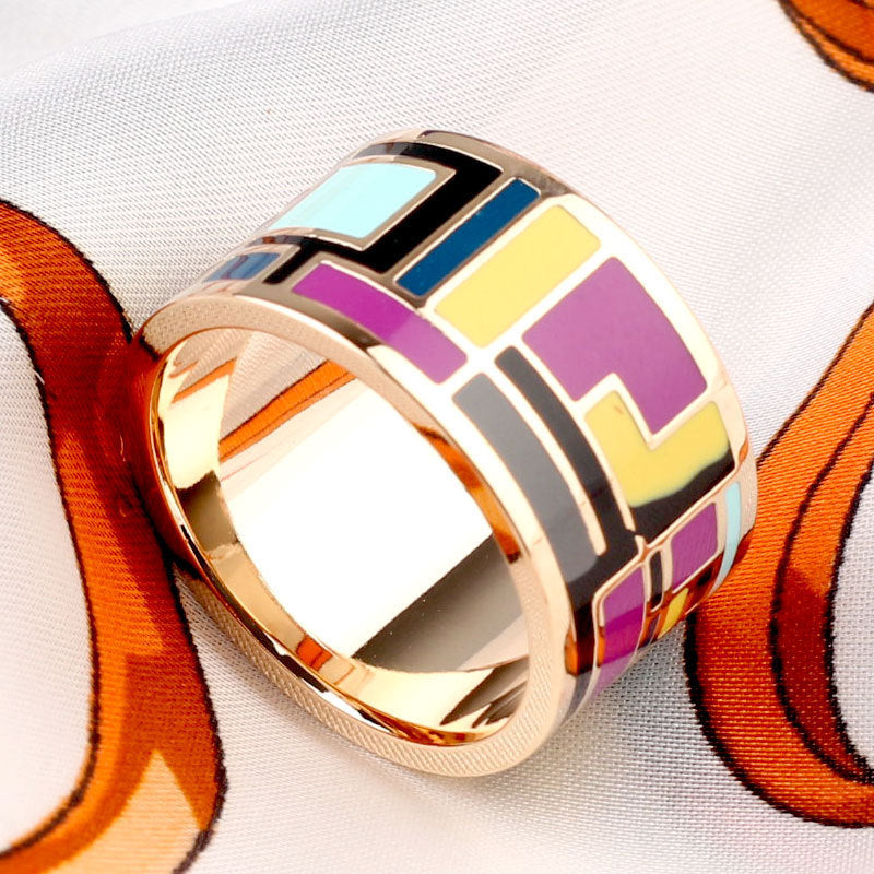 Titanium Steel Ring Scarf Buckle Ornament Enamel
