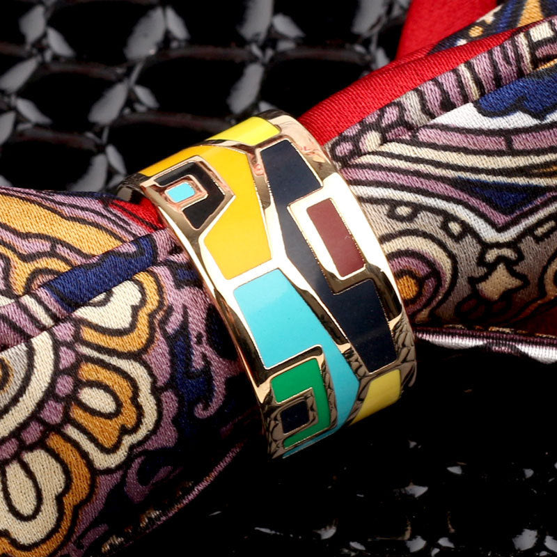 Titanium Steel Ring Scarf Buckle Ornament Enamel