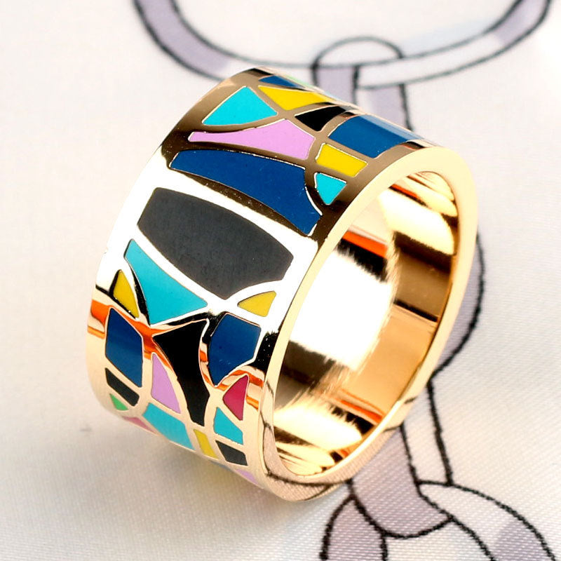 Titanium Steel Ring Scarf Buckle Ornament Enamel