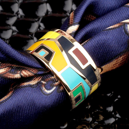 Titanium Steel Ring Scarf Buckle Ornament Enamel