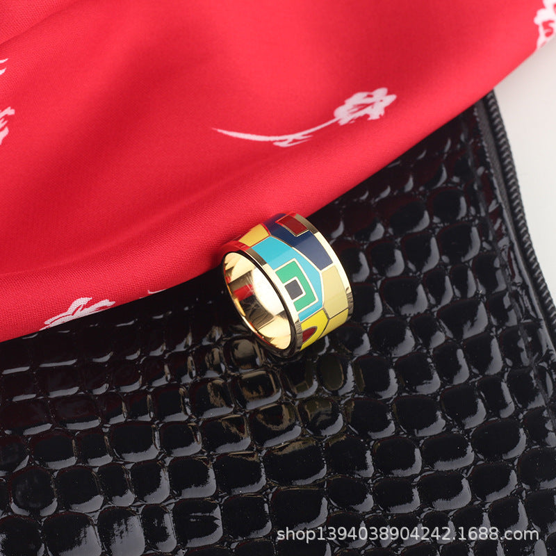 Titanium Steel Ring Scarf Buckle Ornament Enamel