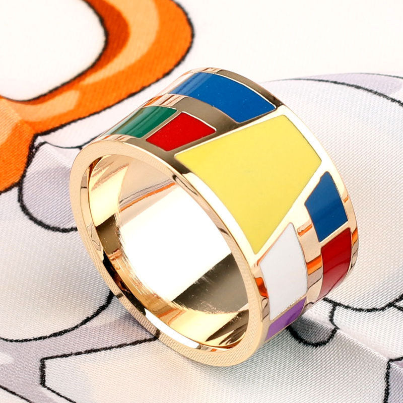 Titanium Steel Ring Scarf Buckle Ornament Enamel