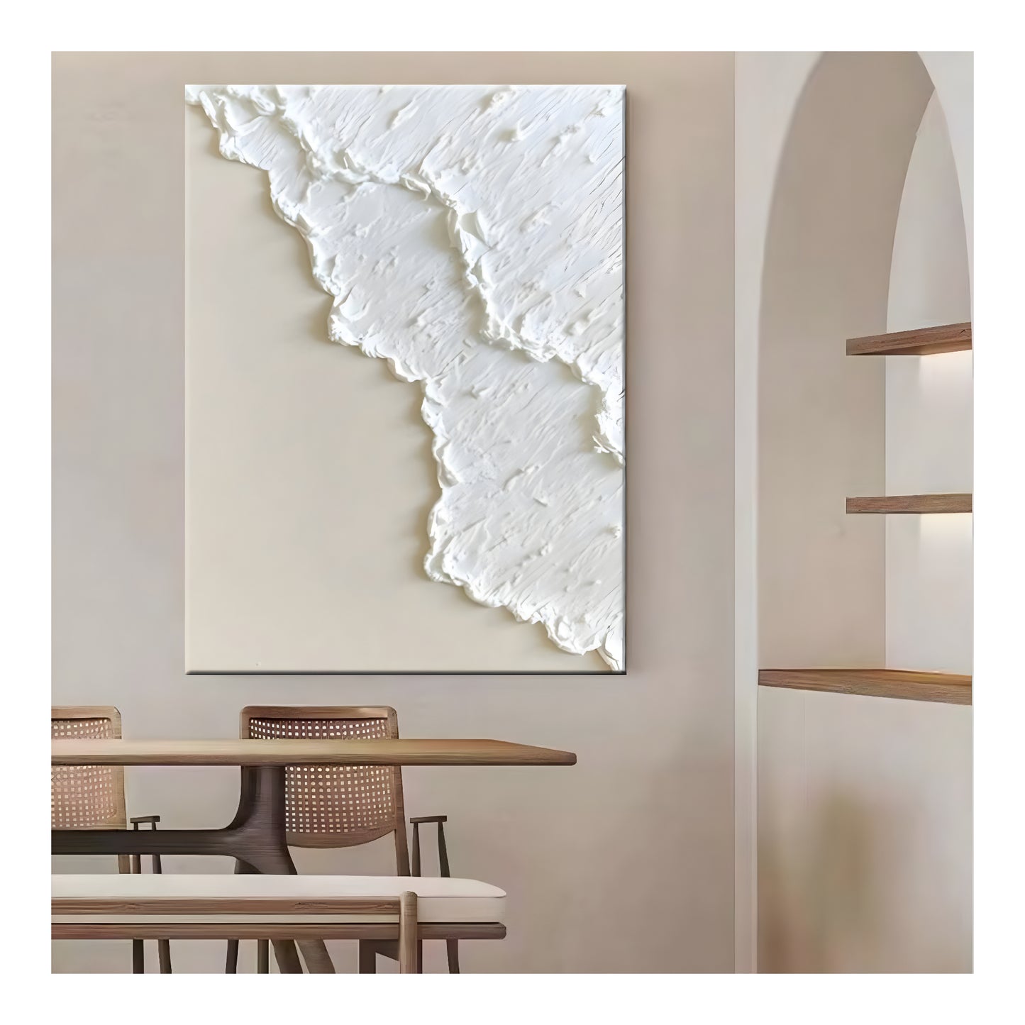 Hand Painted Three-dimensional Niche White - oil
