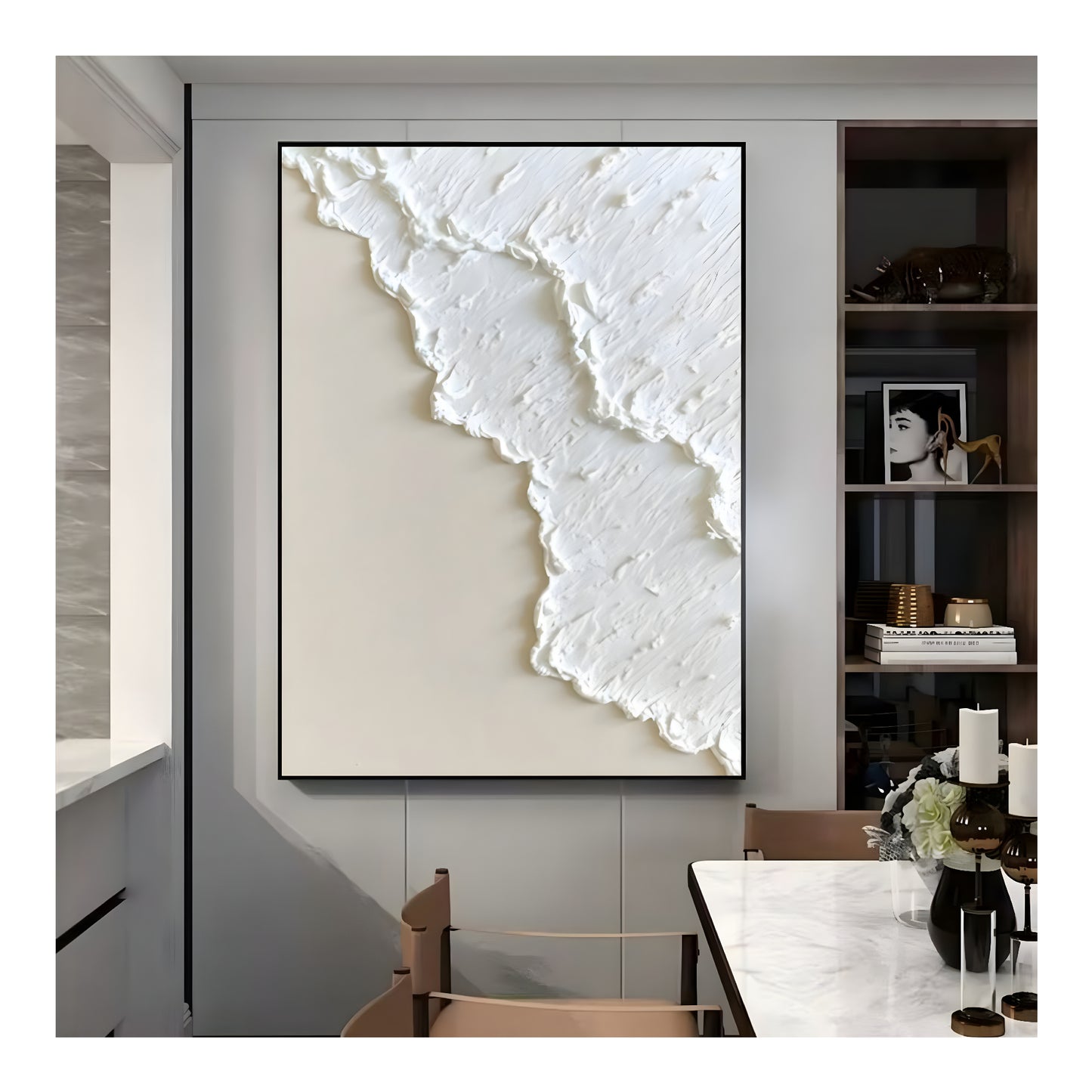 Hand Painted Three-dimensional Niche White - oil