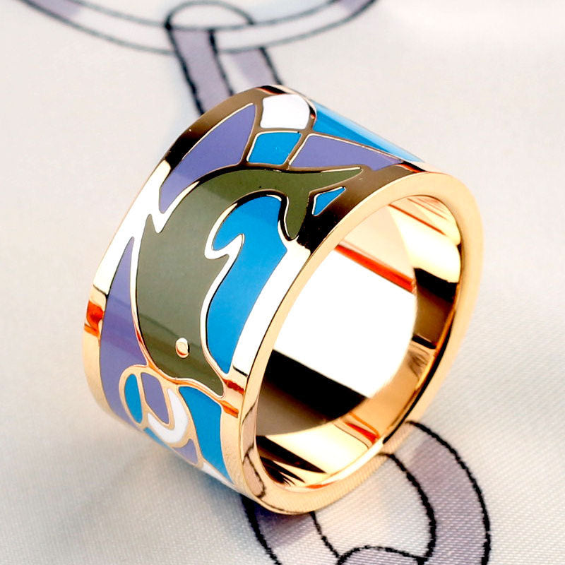 Titanium Steel Ring Scarf Buckle Ornament Enamel