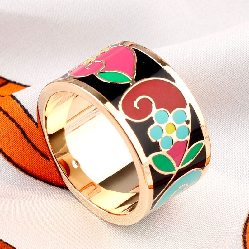 Titanium Steel Ring Scarf Buckle Ornament Enamel