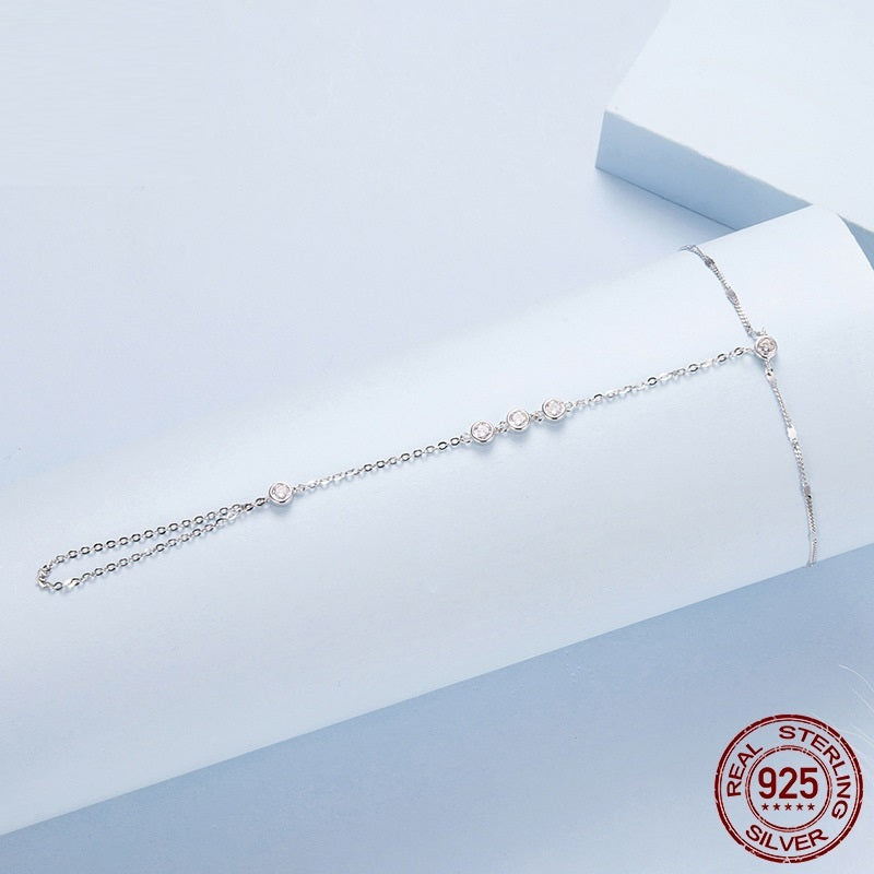 S925 Sterling Silver Tassel Bracelet Ring Integrated Chain