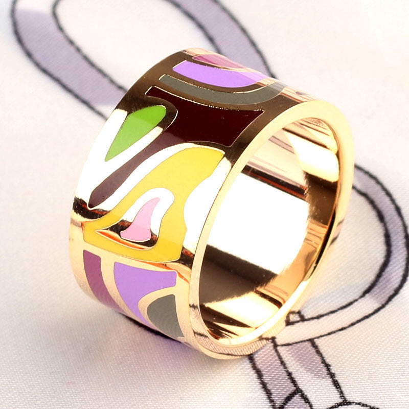 Titanium Steel Ring Scarf Buckle Ornament Enamel