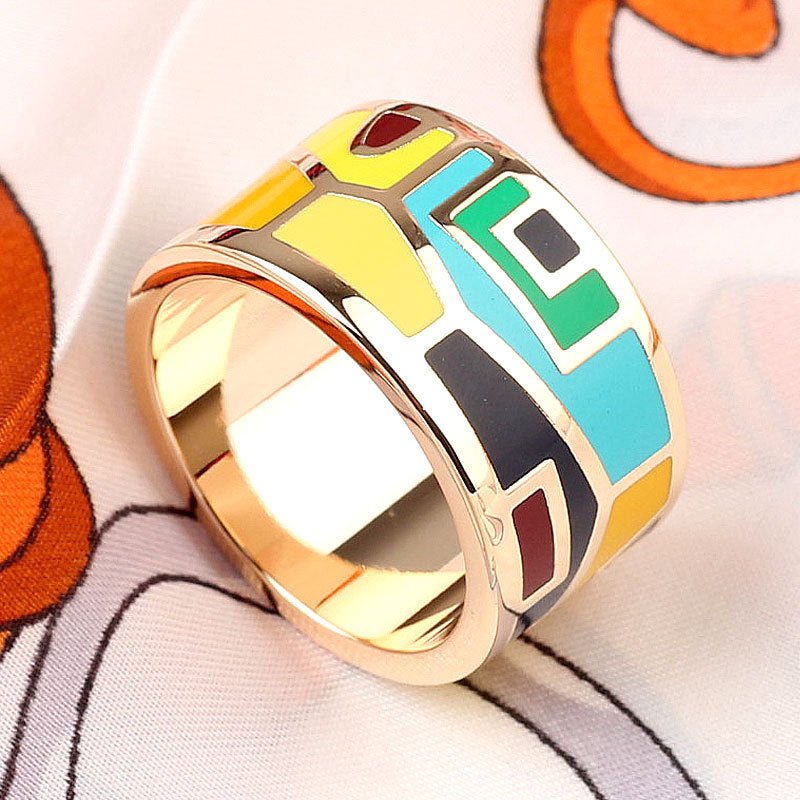 Titanium Steel Ring Scarf Buckle Ornament Enamel