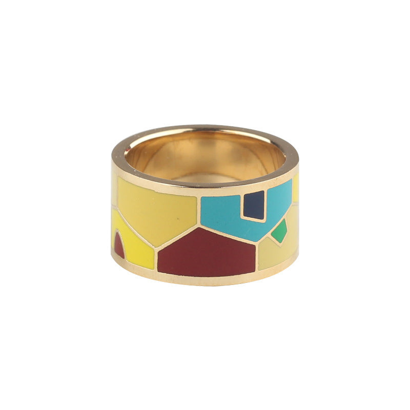 Titanium Steel Ring Scarf Buckle Ornament Enamel