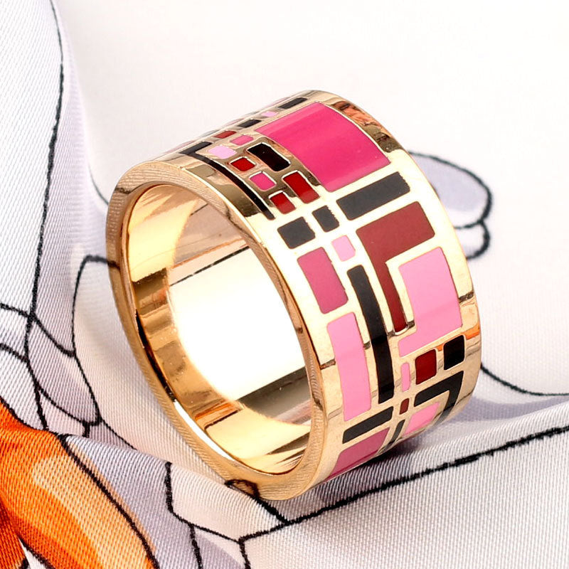 Titanium Steel Ring Scarf Buckle Ornament Enamel