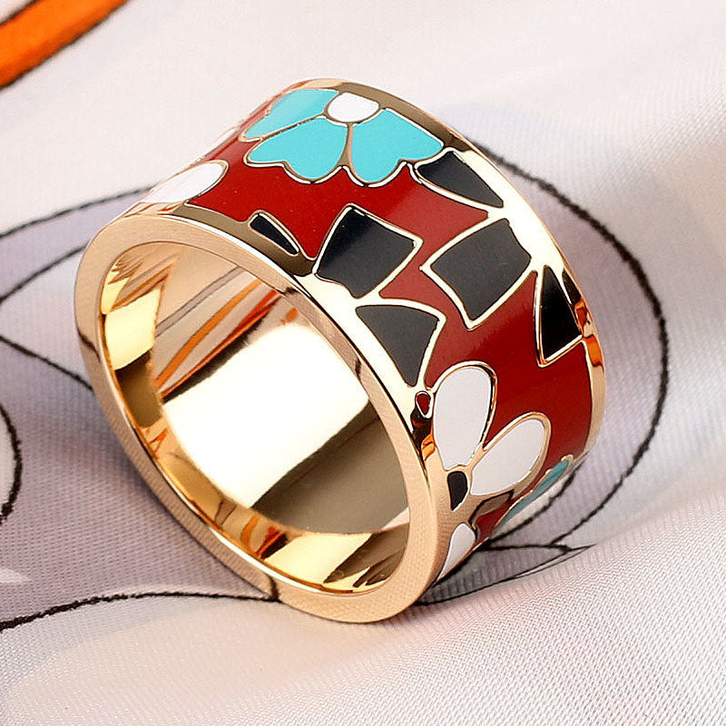 Titanium Steel Ring Scarf Buckle Ornament Enamel