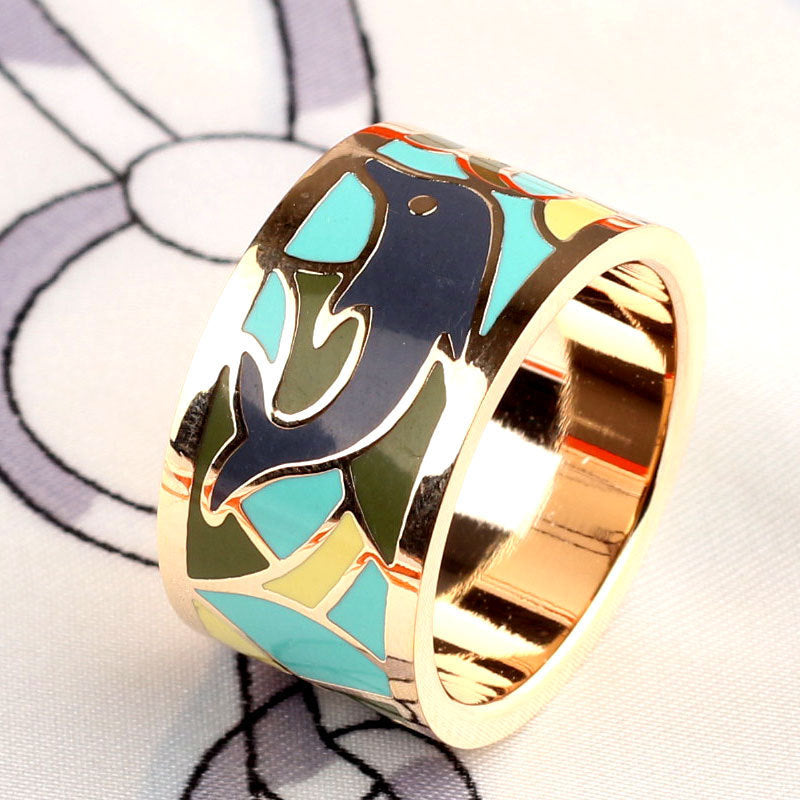 Titanium Steel Ring Scarf Buckle Ornament Enamel
