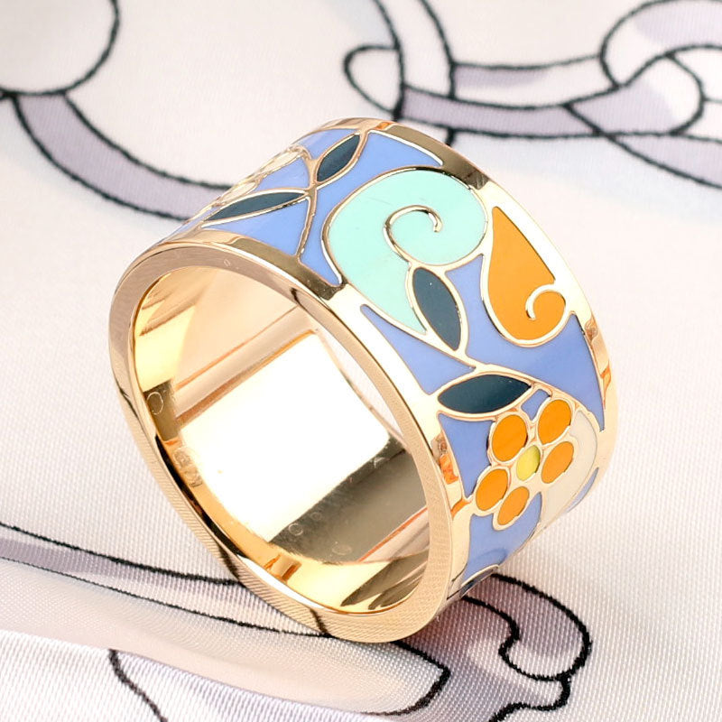Titanium Steel Ring Scarf Buckle Ornament Enamel