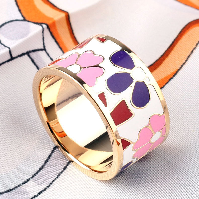 Titanium Steel Ring Scarf Buckle Ornament Enamel