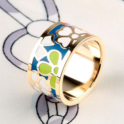 Titanium Steel Ring Scarf Buckle Ornament Enamel
