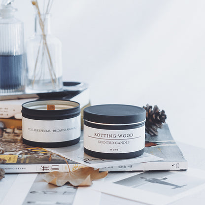 Smokeless Plant Soy Wax Aromatherapy Candle Black Tinplate Can Romantic Valentine's Day Gift