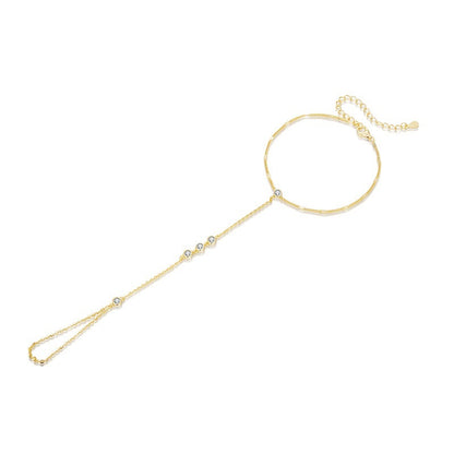 S925 Sterling Silver Tassel Bracelet Ring Integrated Chain