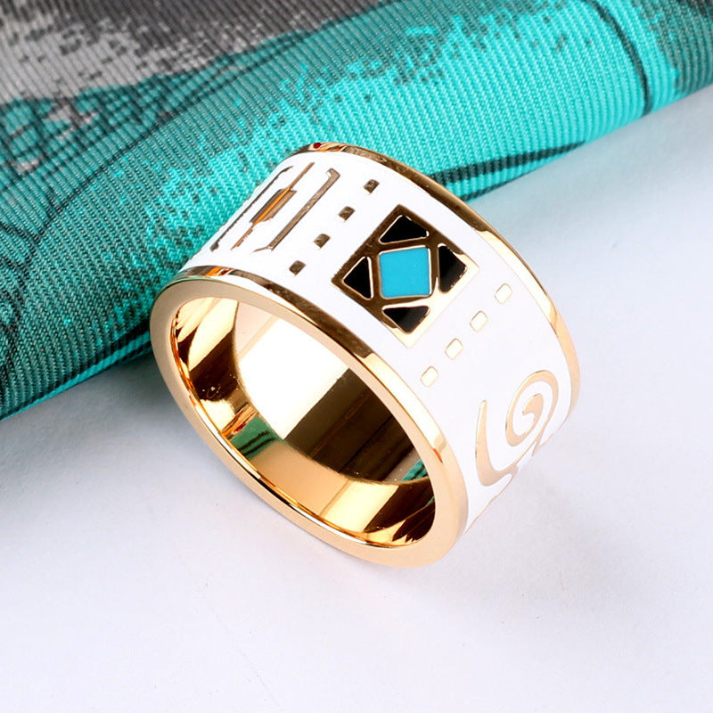 Titanium Steel Ring Scarf Buckle Ornament Enamel