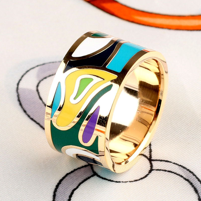 Titanium Steel Ring Scarf Buckle Ornament Enamel